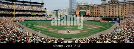 Blick auf ein Baseballfeld, Baltimore, Maryland, USA Stockfoto