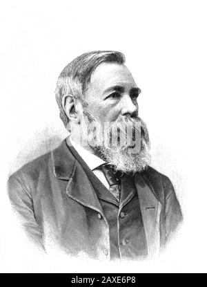 Der deutsche Politiker FRIEDRICH ENGELS ( Barmen 1920 - London 1895 ) Sozialist und Philosoph - FILOSOFO - POLITICO - SOCIALISTA - SOCIALISMO - COMUNISMO - SOCIALISM - Comunismus - politica Barba - Bart - Porträt - Ritratto - Gravur - Incisione - Krawatte - Cravatta --- Archivio GBB Stockfoto
