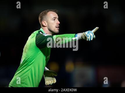 High Wycombe, Großbritannien. Februar 2020. Torhüter Alex Cairns von Fleetwood Town beim Spiel der Sky Bet League 1 zwischen Wycombe Wanderers und Fleetwood Town im Adams Park, High Wycombe, England am 11. Februar 2020. Foto von Andy Rowland. Kredit: Prime Media Images/Alamy Live News Stockfoto