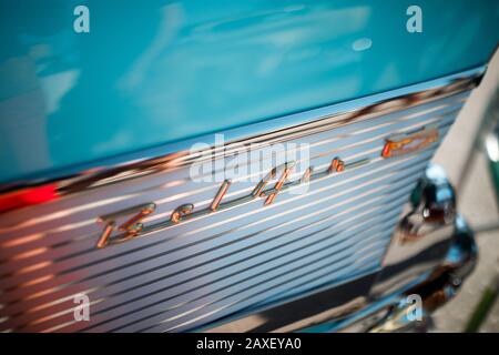 Chevrolet Bel Air alter Timer in hellblauer Farbe Stockfoto