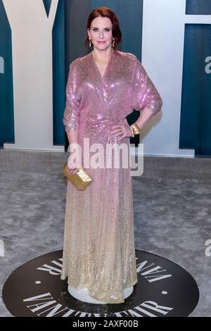 Megan Mullally nimmt am 09. Februar 2020 an der Oscar-Party der Vanity Fair im Wallis Annenberg Center for the Performing Arts in Beverly Hills, Los Angeles, USA, mit. Stockfoto
