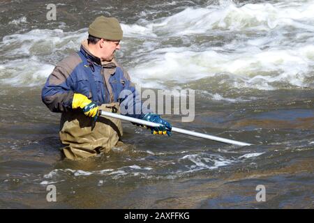 Fischaufzug über Staudamm in Cobourg im Frühjahr Stockfoto