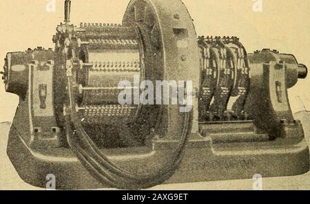 Handbuch für Dampftechniker und Elektriker des 20. Jahrhunderts mit Fragen und Antworten .. . Abbildung 71. Strom oder mittels einer Widerstandsbox, die in die Felder des spannenden Dynamos geschaltet ist. Diese letztgenannte Verordnung ist natürlich die wirtschaftlichere, da erhebliche Energieverschwendung im Hauptspannkreis eine Resistenz war. Wechselströme werden in der Regel dort verwendet, wo Ströme über große Entfernungen übertragen werden sollen, wie zum Beispiel, wo die Leistung aus einem Wasserfall abgeleitet wird, der etwas Abstand zu den 128 ELEKTRISCHEN STRÖMEN FÜR INGENIEURE hat, wo Sie ihre Anpassungsfähigkeit für solche W nutzen Stockfoto