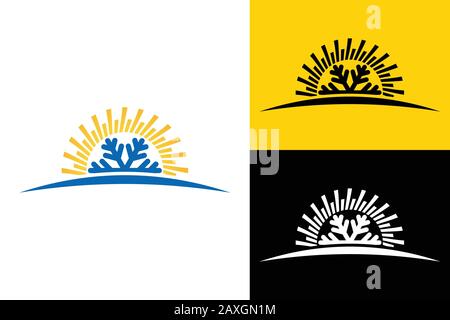 Designvorlage für Klimaanlagen-Logo. Symbol für heißes und kühles Sing Stock Vektor