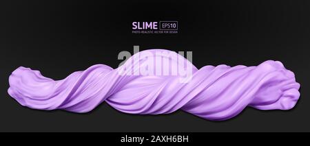 Violett-realistischer Schleim auf schwarzem Hintergrund Stock Vektor
