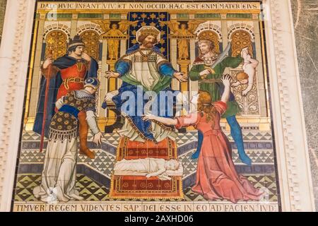 England, London, Westminster, Westminster Cathedral, Chapel of St Gregory and St Augustine, Gemälde mit der Einführung des Evangeliums in Engla Stockfoto