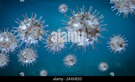 Coronaviren, Virus, das Atemwegsinfektionen und die allgemeine Kälte verursacht Stockfoto