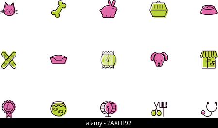 Bündel von Maskottchen und Zubehör Stock Vektor