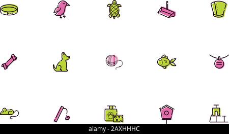 Bündel von Maskottchen und Zubehör Stock Vektor