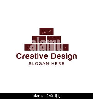 Stapel aus rotem Backstein. Baulogo-Ideen. Inspiration Logo Design. Darstellung Des Vektor-Vorlagenbildes. Isoliert Auf Weißem Hintergrund Stock Vektor