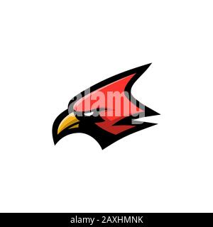 Kopfvektorillustration mit rotem Kardinal-Vogel-Logo, geeignet für das Maskottchen-Logo des Sportteams und das E-Sport-Team Stock Vektor