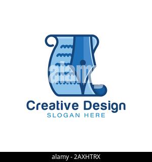 Ideen zum Logo von Feder- und Papierblättern. Inspiration Logo Design. Darstellung Des Vektor-Vorlagenbildes. Isoliert Auf Weißem Hintergrund Stock Vektor