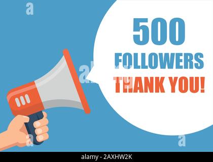 500 Anhänger Danken Ihnen, dass Sie Megafon halten Stock Vektor
