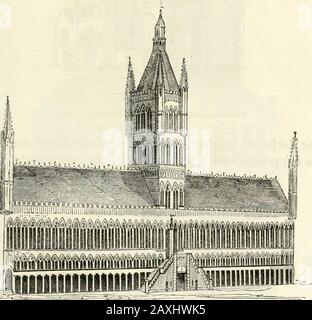 Revue de l'Art chrétien . LGIQUE DEPUIS 1830. 451 Saint-Nicolas. - Cette ville sest enrichi dun fort joli Casino en styleroman et dune grande église de la même Architektur, dont les Plans ontété dressés par M. Roelandt. Lokeren. - nous y avons vu avec plaisir la nouvelle église des PèresRécollets, Grand vaisseau à trois nefs, en style ogival du xive siècle, etdont tout laeublement, autels, Chaire, Banc de Communio, stalles, jubé usw., a été exécuté dans les mêmes principes. FLANDRE OCCIDENTALE. Ypern. - La ci-devant cathédrale, magnifique Temple du xme siècle, aété remise à neuf extérieurem Stockfoto