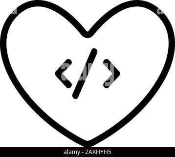 Codeprogrammierung - Symbolvektor. Dünnes Linienschild. Isolierte Darstellung des Kontursymbols Stock Vektor