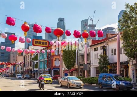 Einfahrt nach Chinatown, abseits der South Bridge Road, Singapur, Asien. Stockfoto