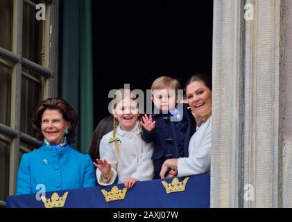 Stockholm, SCHWEDEN - 30. APRIL 2018: Die Feier des 72-jährigen Königs Carl XVI Gustaf im Königspalast. Stockfoto