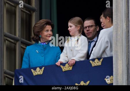 Stockholm, SCHWEDEN - 30. APRIL 2018: Die Feier des 72-jährigen Königs Carl XVI Gustaf im Königspalast. Stockfoto
