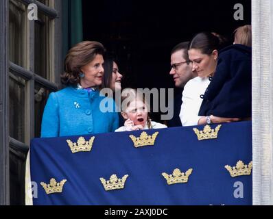 Stockholm, SCHWEDEN - 30. APRIL 2018: Die Feier des 72-jährigen Königs Carl XVI Gustaf im Königspalast. Stockfoto