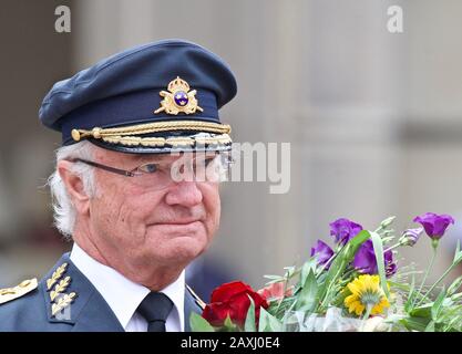 Stockholm, SCHWEDEN - 30. APRIL 2018: Die Feier des 72-jährigen Königs Carl XVI Gustaf im Königspalast. Stockfoto