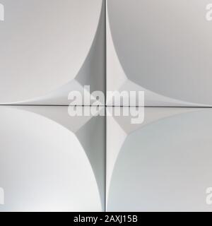 3D-Zierwand für das Innere einer ungewöhnlichen geometrischen Form. Weißer Lichthintergrund mit einem Muster, das einen Baum imitiert. Abstrakte Textur Stockfoto