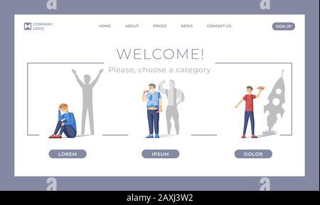 Psychologische Hilfe und Beratung der Firma Landing Page Vector Vorlage. Depressionsbehandlung, persönliches Wachstum und Zeichen der Appetitkorrektur. Lieben Sie Ihren Körper, lassen Sie Träume wahr Webseiten-Design werden. Stock Vektor