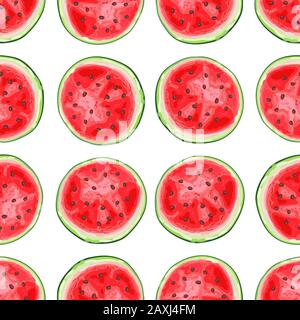 Nahtloses Muster mit Wassermelonenschnitten. Stock Vektor