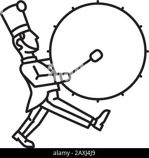 Marching Bass Drummer Vector Line Icon. Symbol für Musik und Feier Stock Vektor