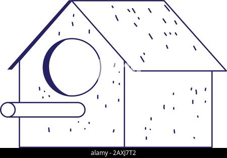 Holzhausvögel Cartoon mit Loch-Haustieren Vektorgrafiken lineales Design Stock Vektor