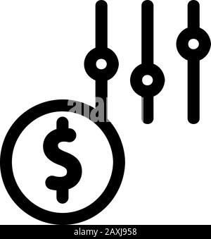 Symbolvektor für Dollar-Tuning. Isolierte Darstellung des Kontursymbols Stock Vektor