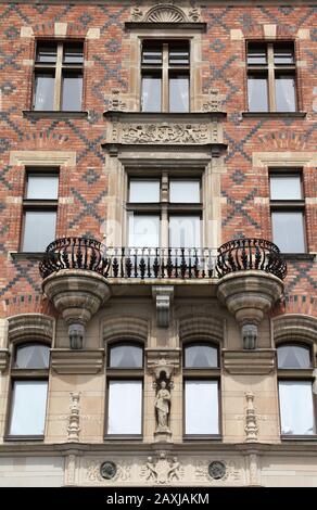 Strandvagen Straße von Stockholm, Schweden. Schloss im Stadtteil Ostermalm. Stockfoto