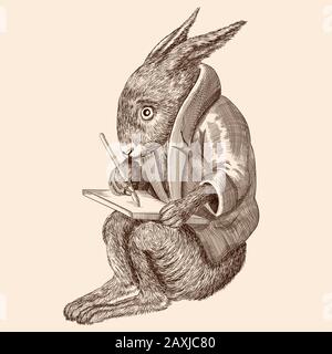 Hase mit Tablett. Stock Vektor
