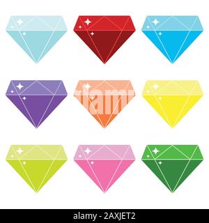 Auf weißem Hintergrund isoliertes Vektorsymbol für Diamanten. Stock Vektor