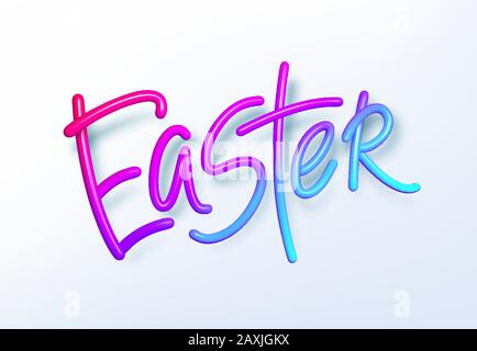 3D realistischer Regenbogenurlaub Fröhlicher Osterbeschriftungshintergrund . Vektorgrafiken Stock Vektor