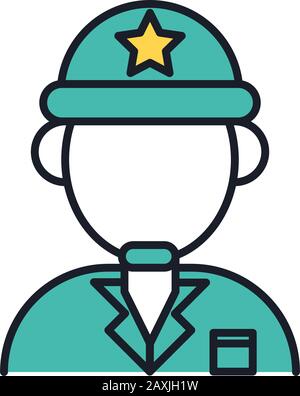 Symbol für Militärstärke und Füllstil des Soldaten Stock Vektor