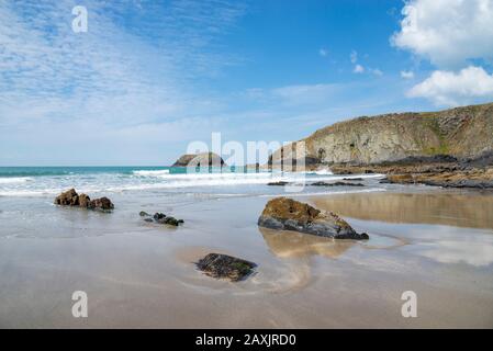 Traeth Llyfn Strand in der Nähe von Abereiddy, Pembrokeshire, Wales. Stockfoto