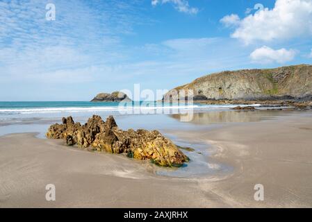 Traeth Llyfn Strand in der Nähe von Abereiddy, Pembrokeshire, Wales. Stockfoto