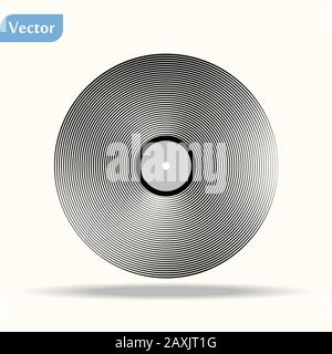 Vinyl long play Datensatz mit Cartoon oder flachen Farbe Stil. Symbol oder Logo Konzept Design. Vector Illustration. Stock Vektor
