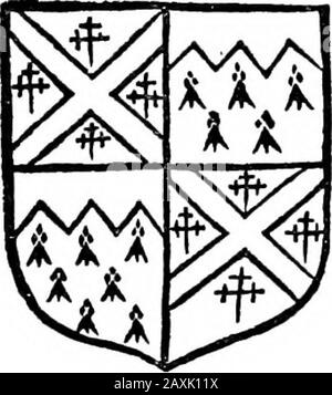 Peacham's Compleat Gentleman, 1634. Von Mafter HenryCountie of Norfolie, Efquire, Hee Beareth Quarter in thefirft Quarter Gaules - A Salteirbetweene Fbure Croffets FitchesSilver, mit dem Namen Bramftonof Brampton. Die fäkond Ermina chiefe Endeted Gaules, nach dem Namen von Broome j die dritte Asthe fecond, die vierte als thefirft. Jeder der beiden Coates ist uralt und hat somit Quar-Brampton von Blo-Norton in der Hee getragen Stockfoto
