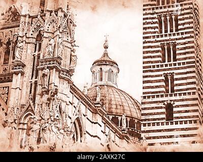 Die Metropolitankathedrale Santa Maria Assunta ist die Hauptkirche von Siena in der Toskana Stockfoto