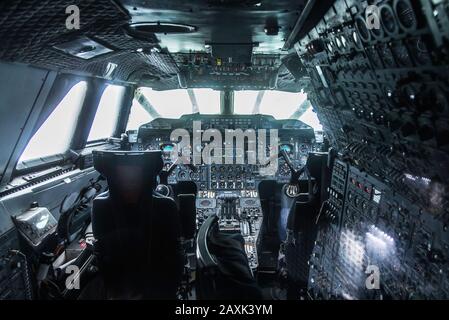 Cockpit der Concorde im Technikmuseum Sinsheim. Stockfoto