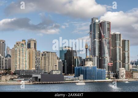 Australien, Sydney, Darling Harbour, Skyline, Schiffe Stockfoto