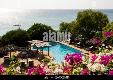 Das Manta Resort, Schwimmbad, Pemba Island, Sansibar-Archipel, Tansania Stockfoto