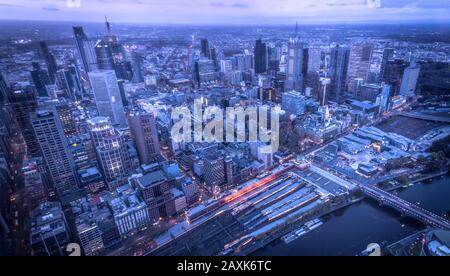 Melbourne, Blick auf die Stadt, in der Nacht, Australien, Provinz Victoria Stockfoto