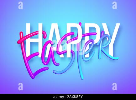 3D realistischer Regenbogenurlaub Fröhlicher Osterbeschriftungshintergrund . Vektorgrafiken Stock Vektor