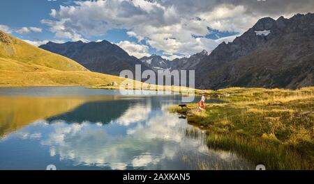 Lac du Pontet, Montagne des Agneaux, La Meije, Rhône Alpen, Hautes-Alpen, Frankreich Stockfoto