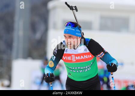 Antholz, Antholz, Italien. Februar 2020. - IBU-Biathlon-Weltmeisterschaften 2020 - Antholz, Italien am 11.02.2020, im Einsatz Simon Desthieux (FRA) Credit: European Sports Photographic Agency/Alamy Live News Stockfoto