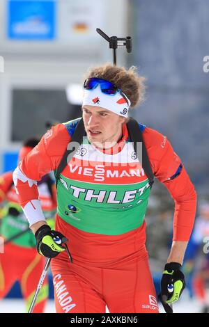 Antholz, Antholz, Italien. Februar 2020. - IBU-Biathlon-Weltmeisterschaften 2020 - Antholz, Italien am 11.02.2020, Jules Burnotte (CAN) im Einsatz Credit: European Sports Photographic Agency/Alamy Live News Stockfoto