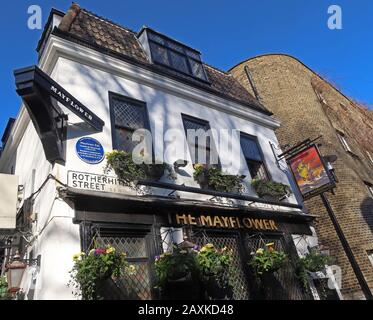 Der berühmte Mayflower Pub, Rotherhithe, Bermondsey, London, neben der Themse Stockfoto