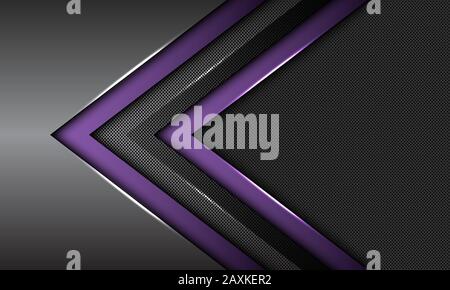 Abstrakt doppelt lila dunkelgrau metallic Pfeil Richtung mit Kreis Mesh leeren Raum Design moderne futuristische Hintergrund Vektor Illustration. Stock Vektor